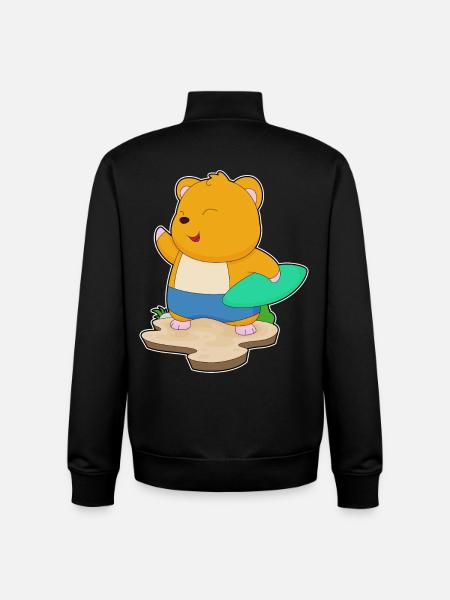 Hamster Surfing Surfboard Summer - Unisex Organic Zip Sweatshirt by Stanley/Stella - black