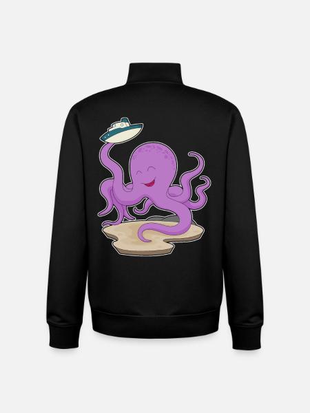 Octopus Toy Boat - Unisex Organic Zip Sweatshirt by Stanley/Stella - black
