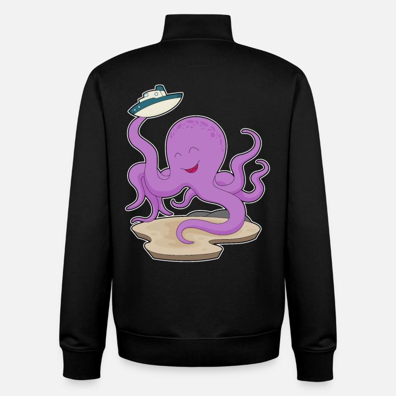 Octopus Toy Boat - Unisex Organic Zip Sweatshirt by Stanley/Stella - black