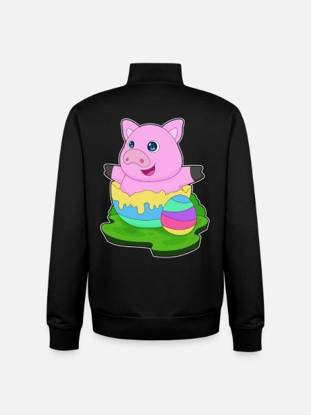 Pig Easter Easter Egg - Unisex Organic Zip Sweatshirt by Stanley/Stella - black