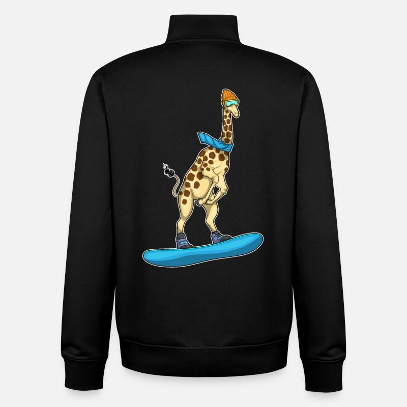 Girafe Snowboardeur Snowboard - Sweat zippé unisexe en coton bio Stanley/Stella - noir