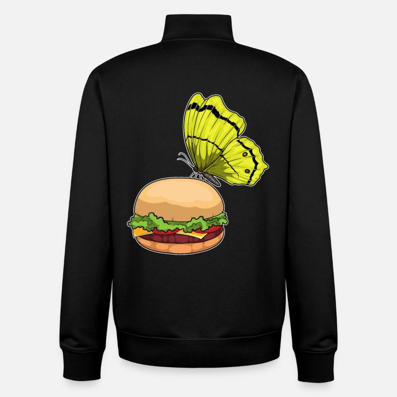 Butterfly Cheeseburger - Unisex Organic Zip Sweatshirt by Stanley/Stella - black