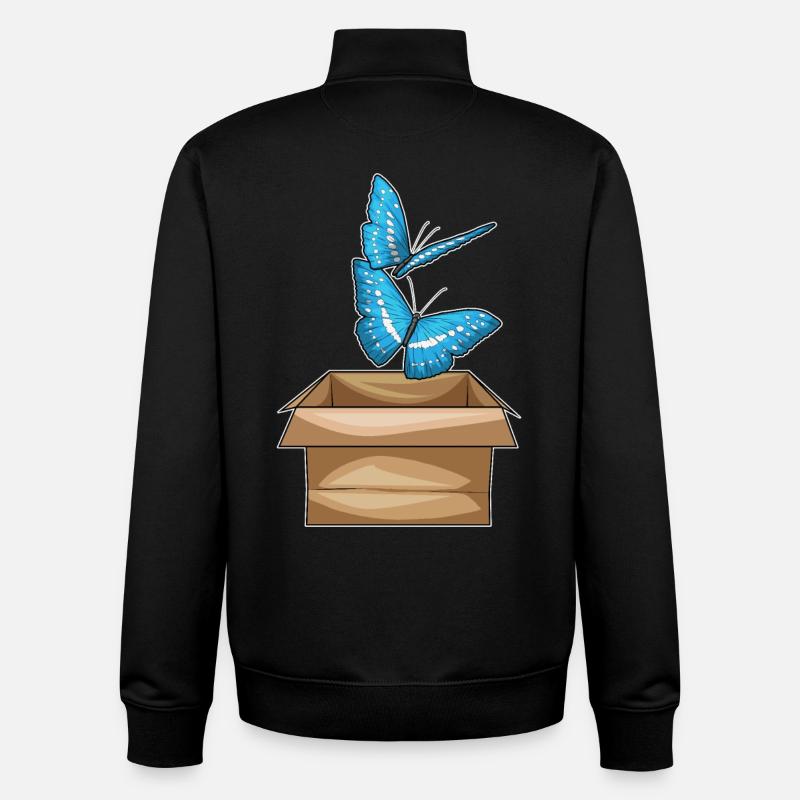 Schmetterling Karton - Unisex Organic Zip Sweatshirt von Stanley/Stella - Schwarz