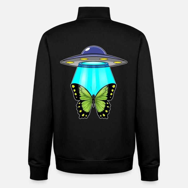 Papillon, Vaisseau Spatial, Espace - Sweat zippé unisexe en coton bio Stanley/Stella - noir