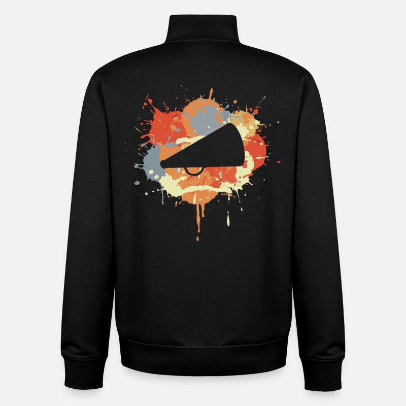 Cheerleader Megaphone Drawing - Unisex Organic Zip Sweatshirt by Stanley/Stella - black