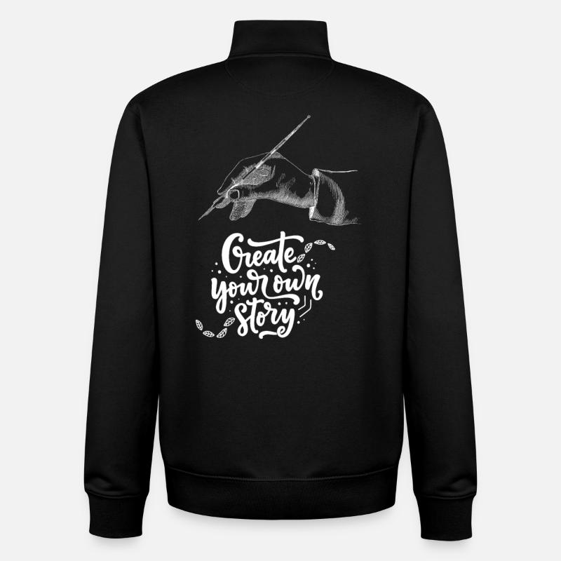 Hand illustration with inspirational message - Unisex Organic Zip Sweatshirt by Stanley/Stella - black