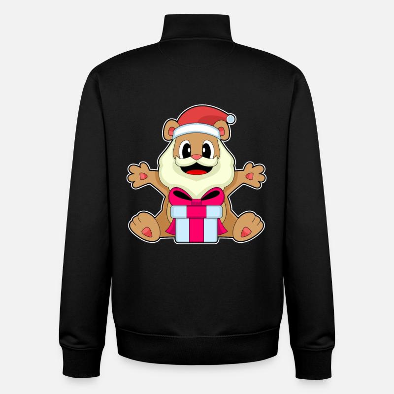 Bear Christmas Package - Unisex Organic Zip Sweatshirt by Stanley/Stella - black