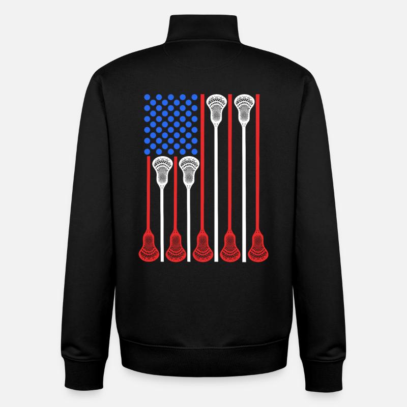 USA 4. Juli Lacrosse - Unisex Organic Zip Sweatshirt von Stanley/Stella - Schwarz