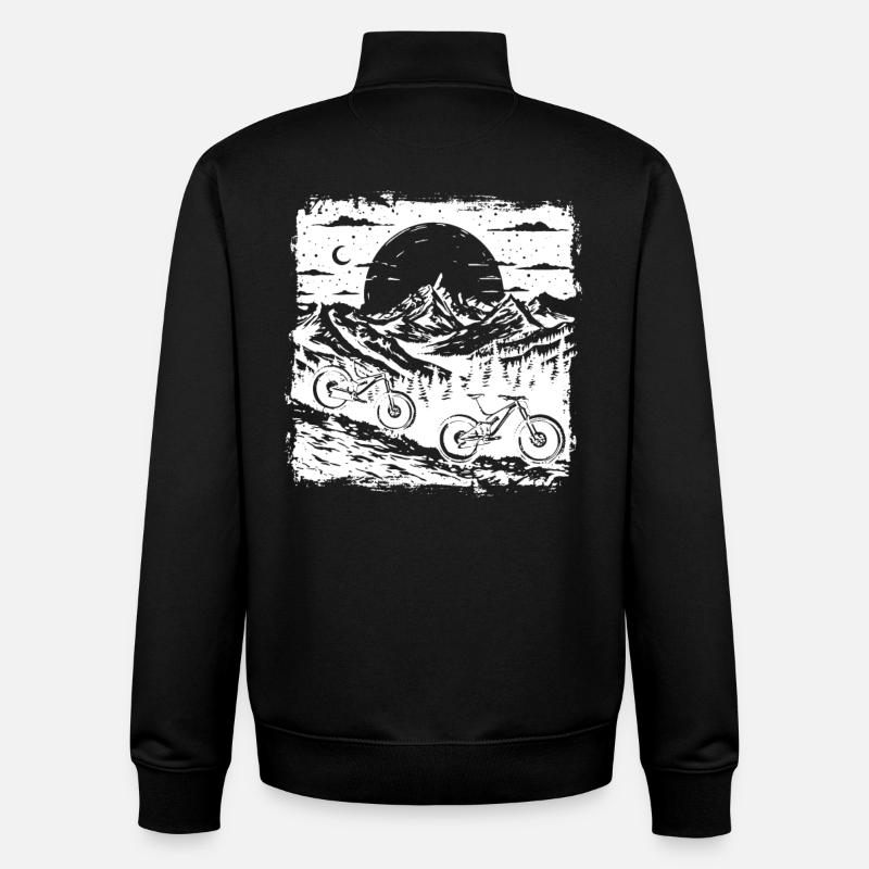 Croquis de VTT - Sweat zippé unisexe en coton bio Stanley/Stella - noir