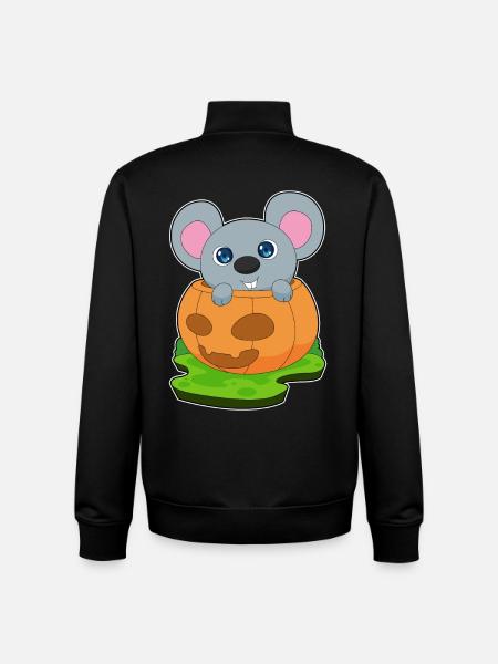 Souris Halloween Citrouille - Sweat zippé unisexe en coton bio Stanley/Stella - noir