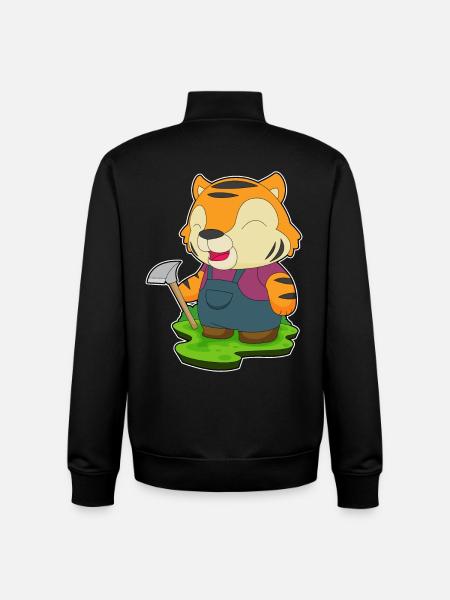 Tiger Miner Pickaxe Mining - Unisex Organic Zip Sweatshirt by Stanley/Stella - black