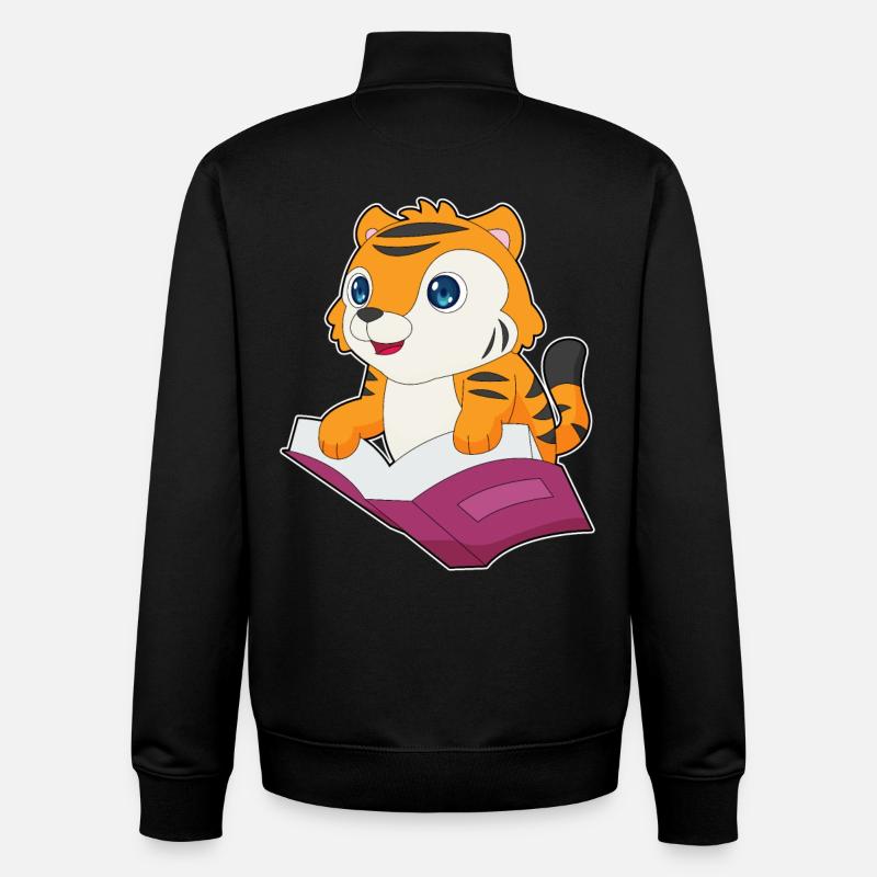 Livre du Tigre - Sweat zippé unisexe en coton bio Stanley/Stella - noir