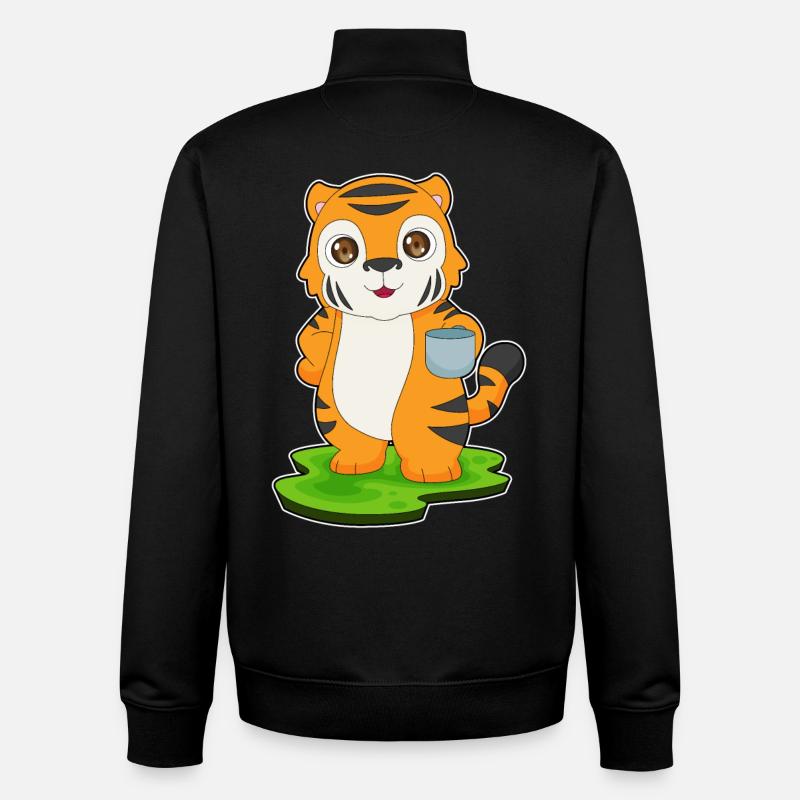 Tiger Kaffee Tasse - Unisex Organic Zip Sweatshirt von Stanley/Stella - Schwarz