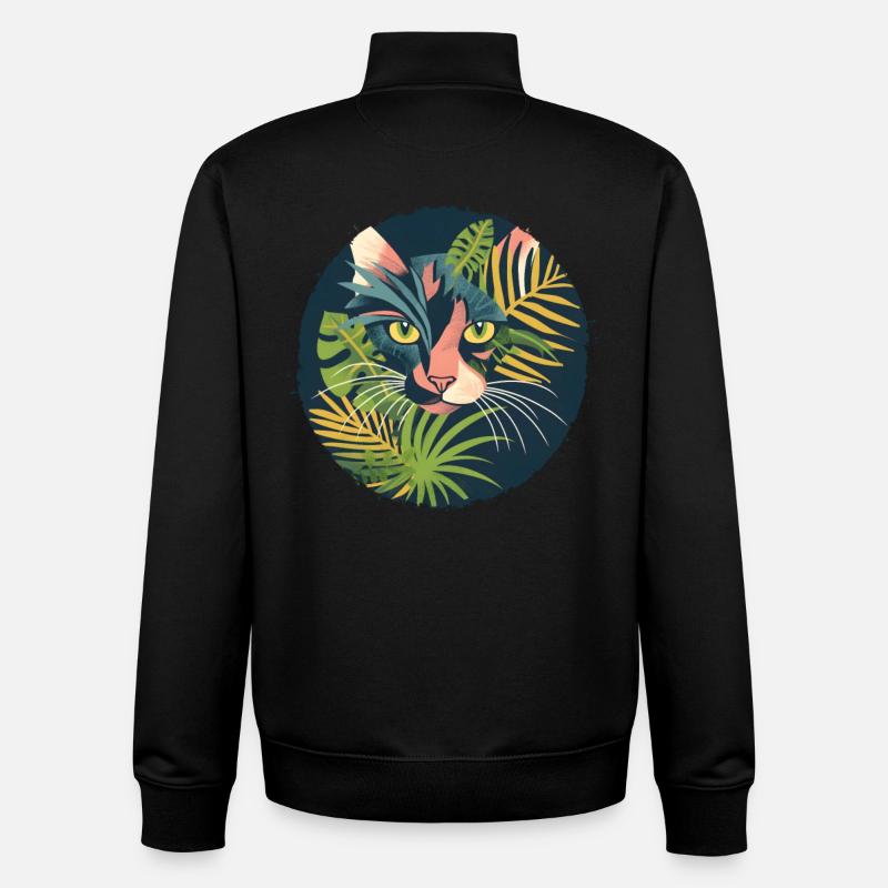 Illustration d’un chat - Sweat zippé unisexe en coton bio Stanley/Stella - noir