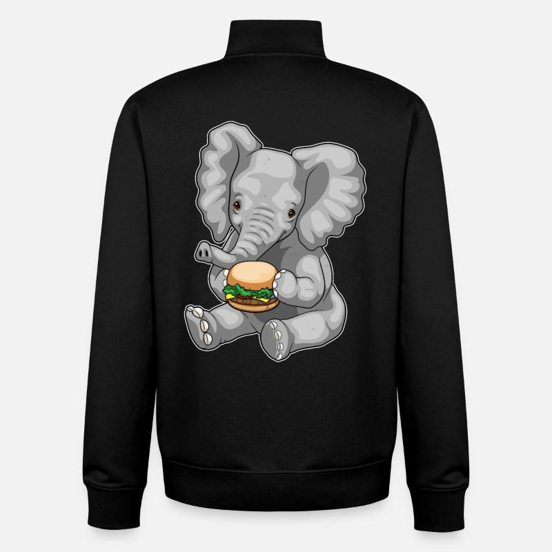 Elefant Cheeseburger - Unisex Organic Zip Sweatshirt von Stanley/Stella - Schwarz
