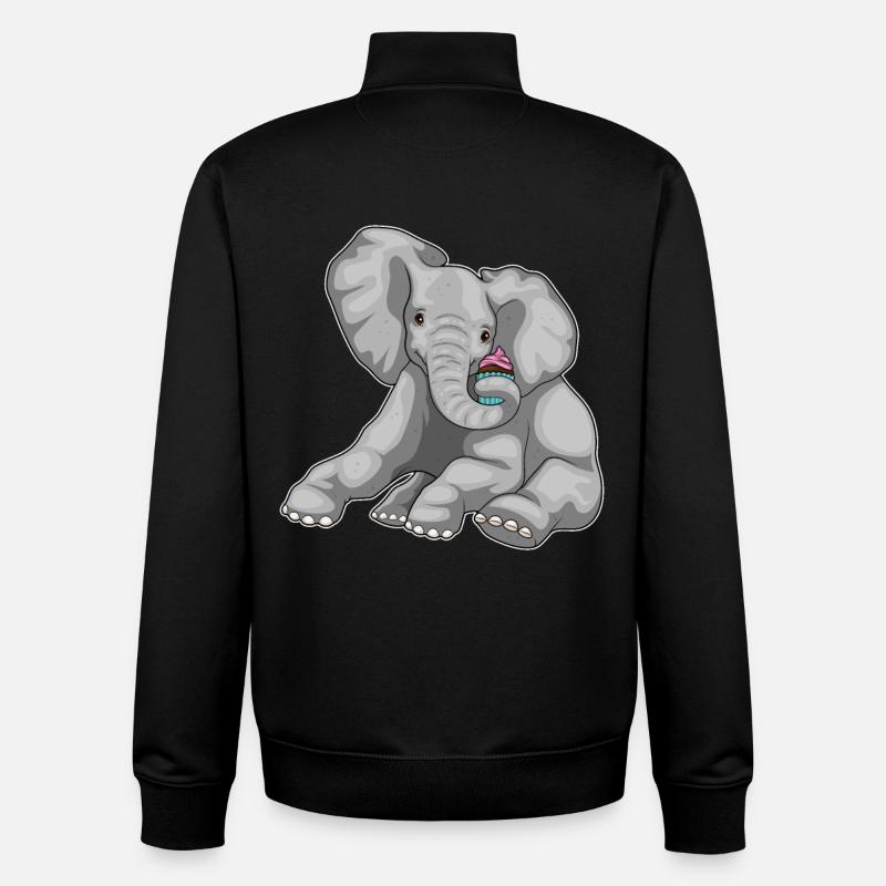 Elephant Cupcake - Unisex Organic Zip Sweatshirt by Stanley/Stella - black