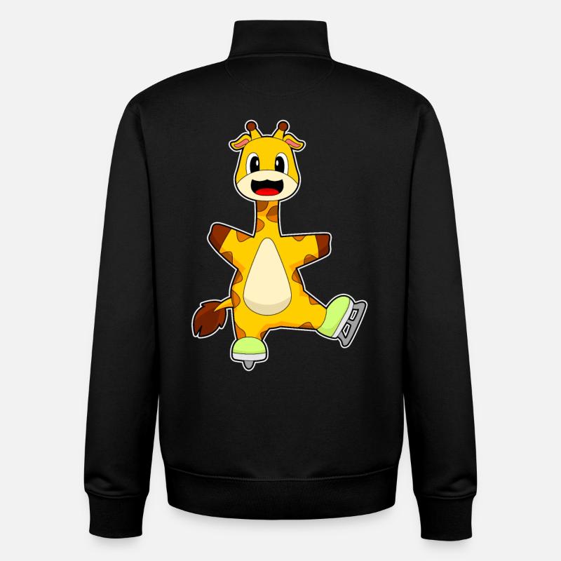 Giraffe Eislaufen Schlittschuhe - Unisex Organic Zip Sweatshirt by Stanley/Stella - black