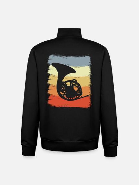 Retro French Horn - Unisex Organic Zip Sweatshirt by Stanley/Stella - black