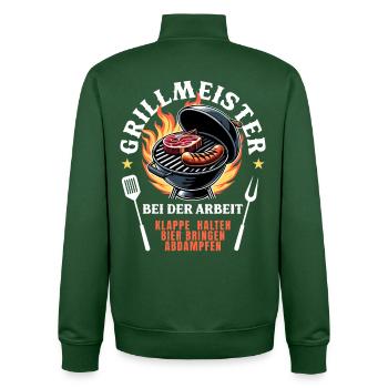 Grillmeister Grill Grillen BBQ Barbecue Spruch - Unisex Organic Zip Sweatshirt von Stanley/Stella - Flaschengrün - Hinten - AI Model Male 185 dark (185cm)