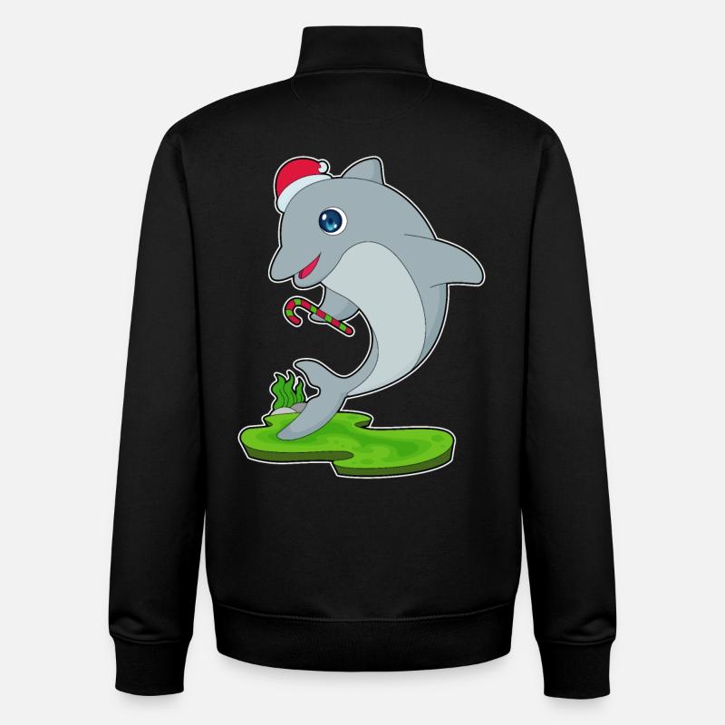 Delfin Weihnachten Zuckerstange - Unisex Organic Zip Sweatshirt von Stanley/Stella - Schwarz