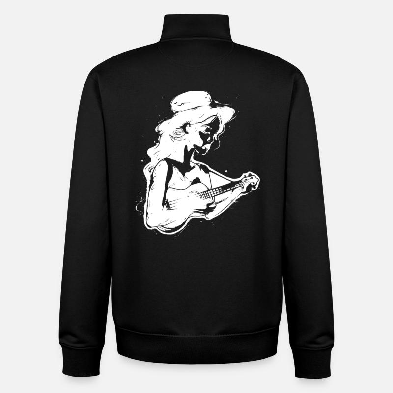Amateur de ukulélé - Sweat zippé unisexe en coton bio Stanley/Stella - noir