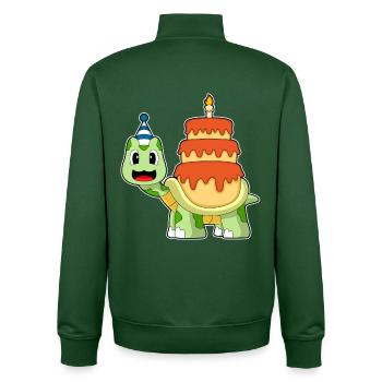 Turtle Birthday Cake - Unisex Organic Zip Sweatshirt by Stanley/Stella - bottle green - Back - AI Model Male 185 dark (185cm)