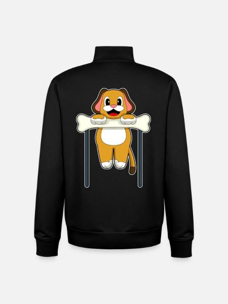 Dog Bodybuilder Pull-ups Bodybuilding - Unisex Organic Zip Sweatshirt by Stanley/Stella - black