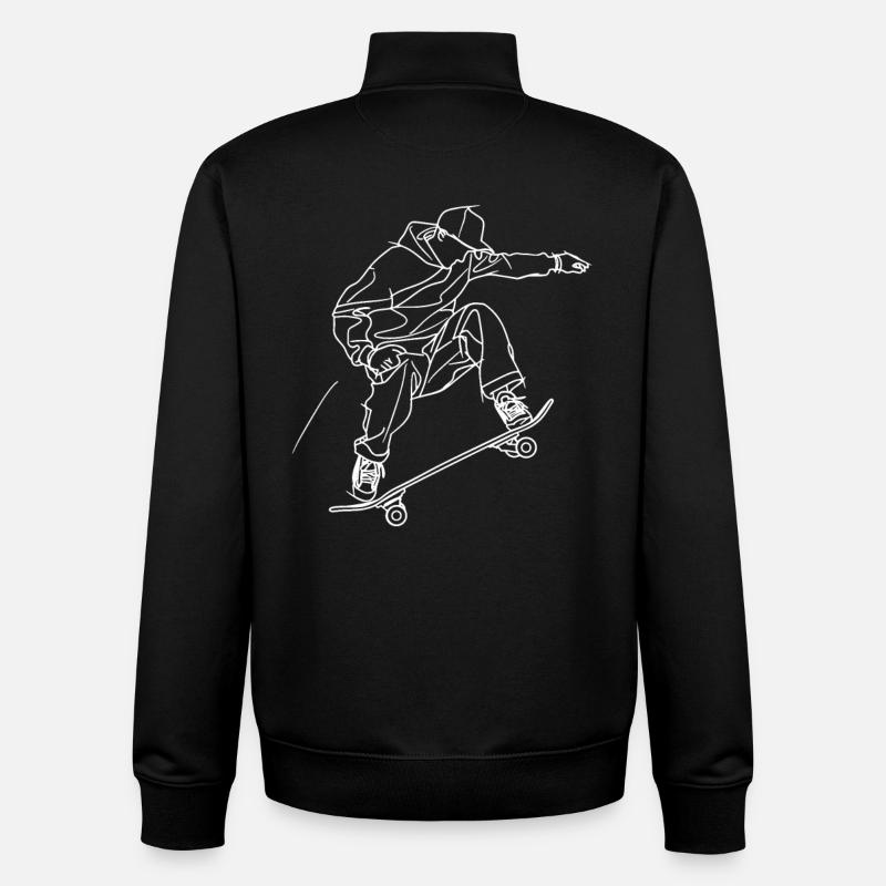 Skateboarder Sketch - Unisex Organic Zip Sweatshirt by Stanley/Stella - black