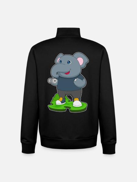 Bodybuilding éléphant avec haltères - Sweat zippé unisexe en coton bio Stanley/Stella - noir