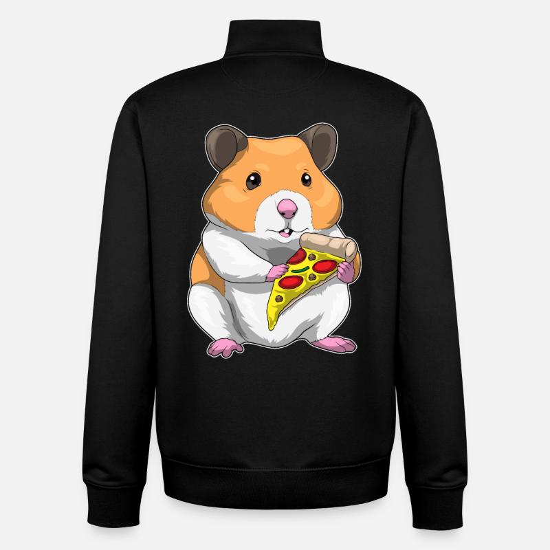 Hamster Pizza - Sweat zippé unisexe en coton bio Stanley/Stella - noir