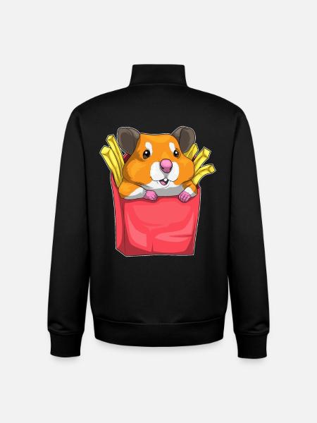 Frites de hamster - Sweat zippé unisexe en coton bio Stanley/Stella - noir