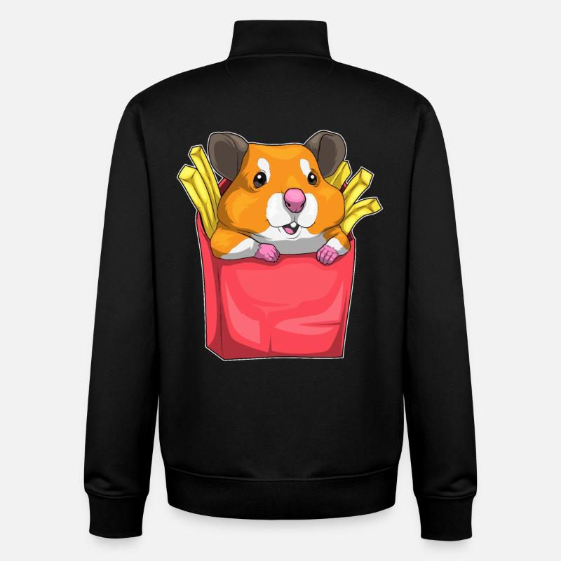 Frites de hamster - Sweat zippé unisexe en coton bio Stanley/Stella - noir