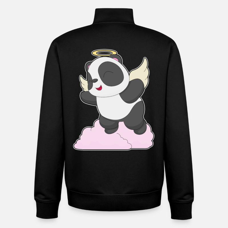 Panda Ange Ange Ailes - Sweat zippé unisexe en coton bio Stanley/Stella - noir