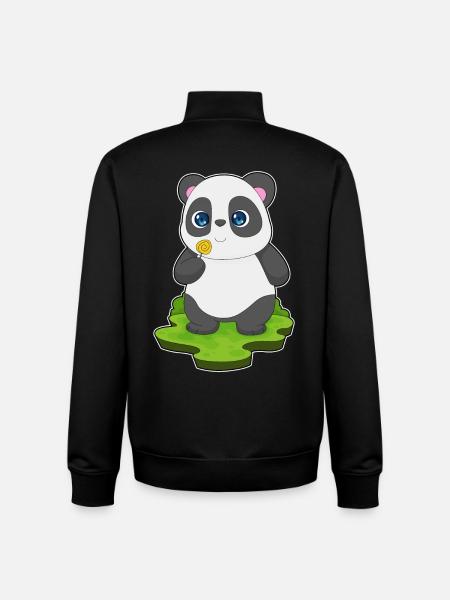Panda lollipop - Unisex Organic Zip Sweatshirt by Stanley/Stella - black