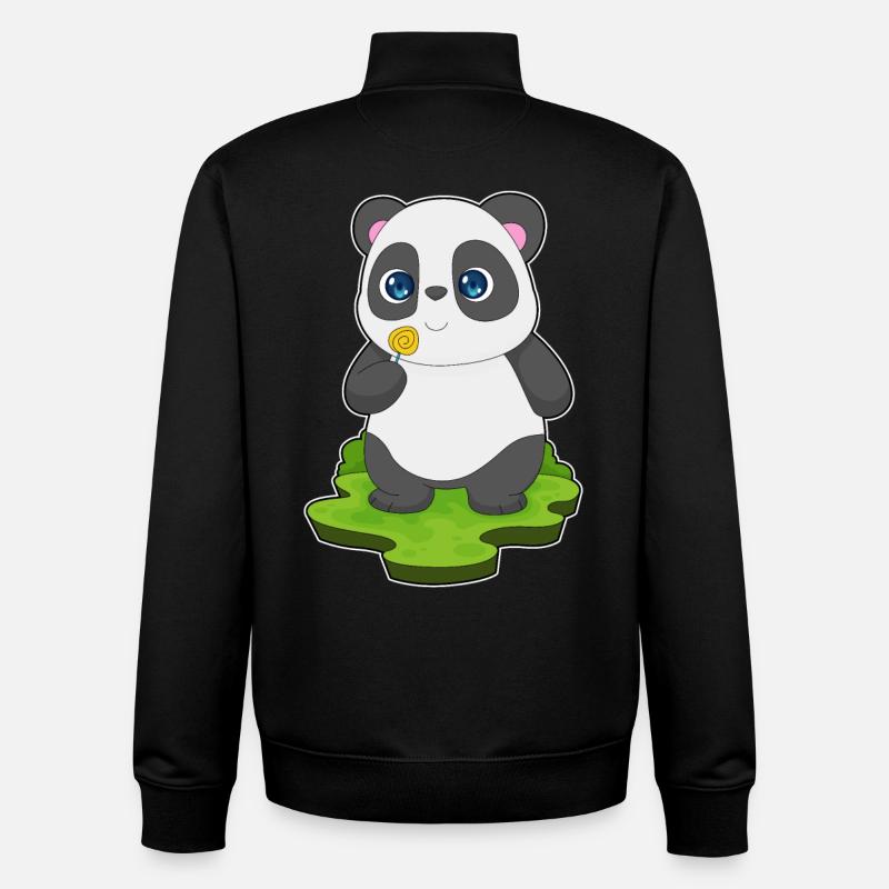 Sucette panda - Sweat zippé unisexe en coton bio Stanley/Stella - noir