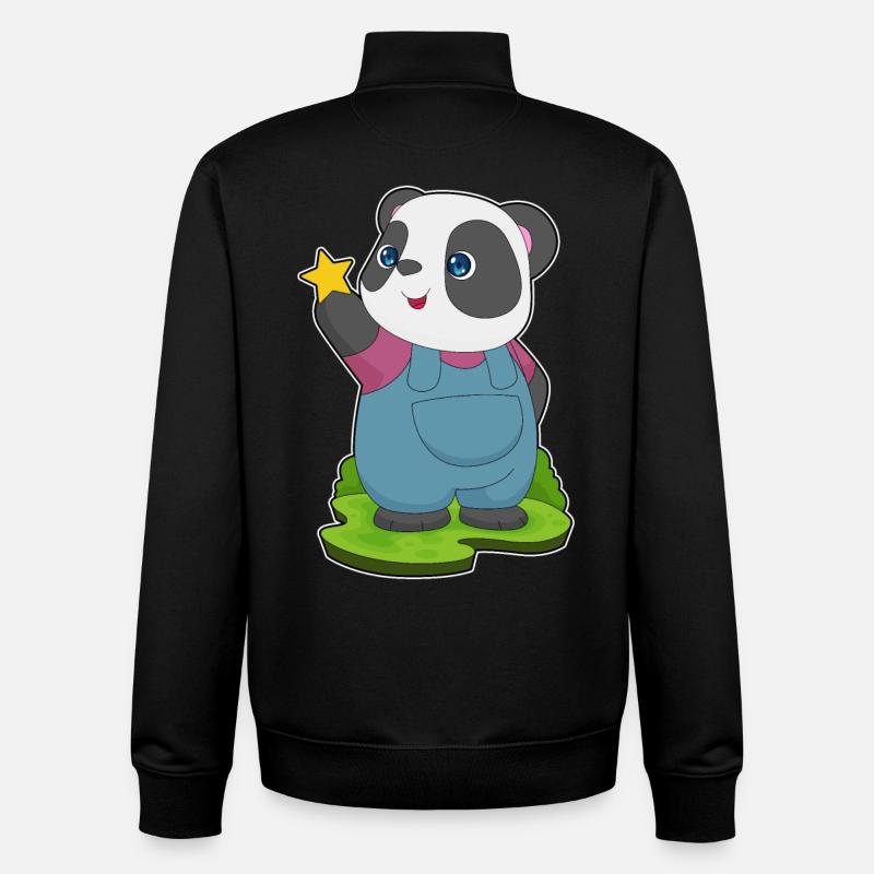 Étoile Panda - Sweat zippé unisexe en coton bio Stanley/Stella - noir