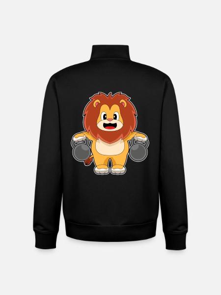 Lion Bodybuilder Dumbbells Bodybuilding - Unisex Organic Zip Sweatshirt by Stanley/Stella - black