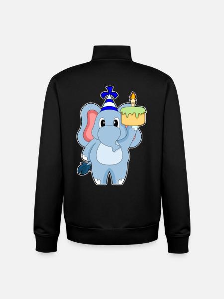Elephant Birthday Cake - Unisex Organic Zip Sweatshirt by Stanley/Stella - black
