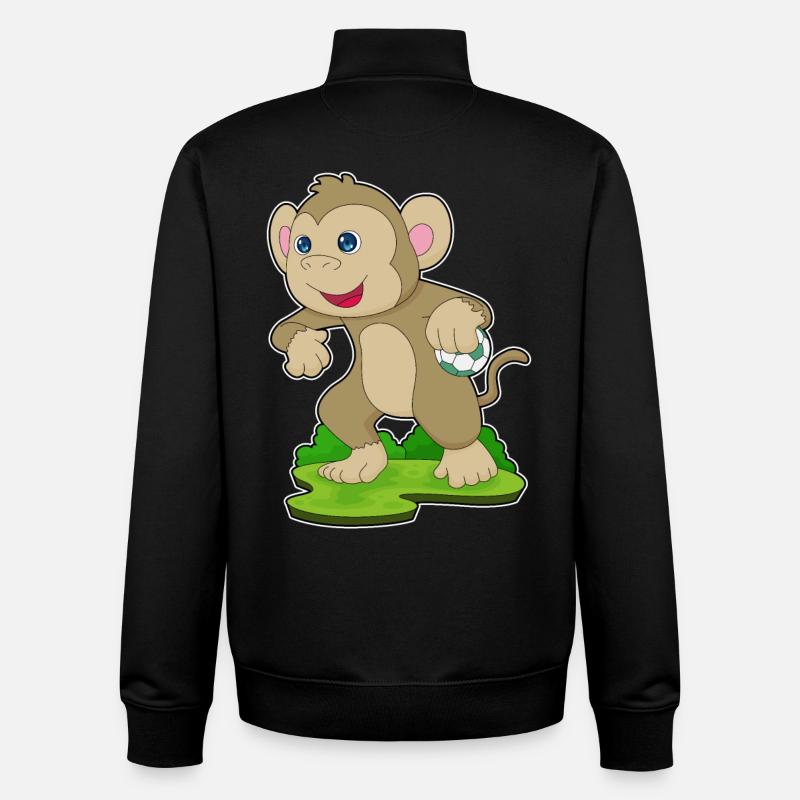 Singe handball joueur handball - Sweat zippé unisexe en coton bio Stanley/Stella - noir