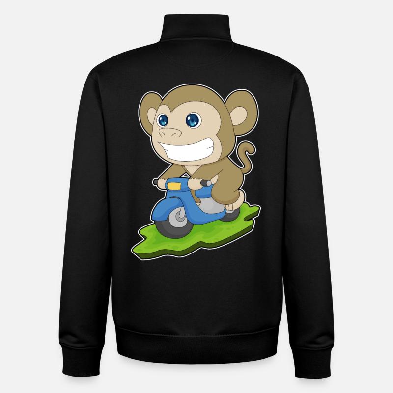 Affe Motorroller - Unisex Organic Zip Sweatshirt von Stanley/Stella - Schwarz