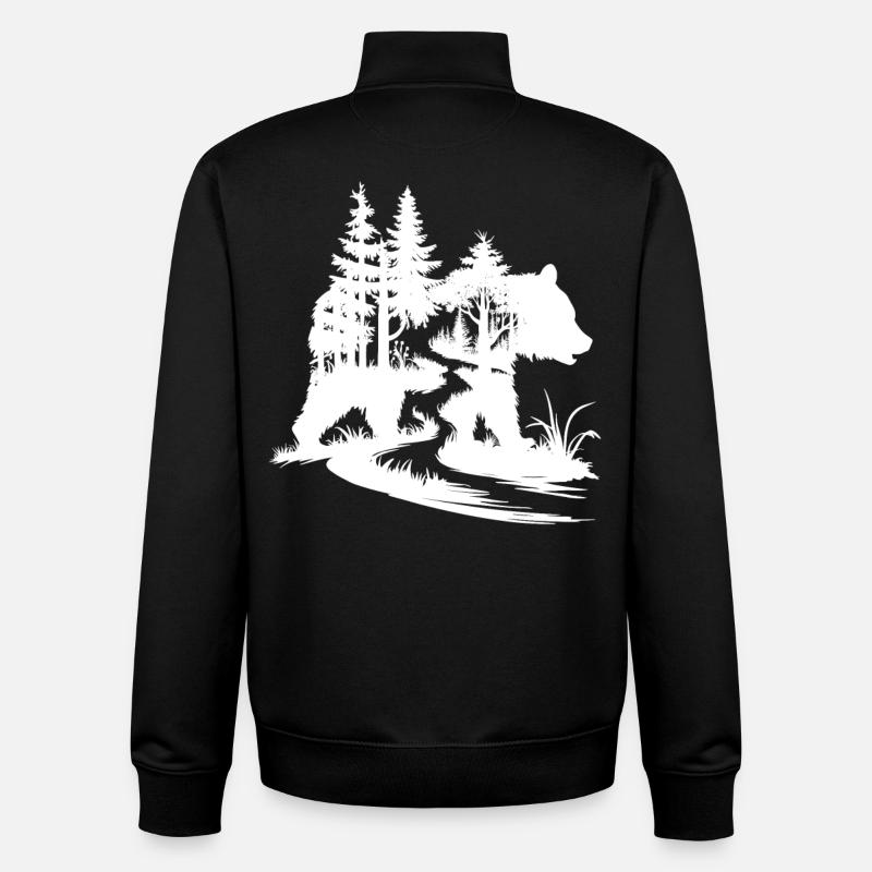 Bären Silhouette Wald Kunst - Unisex Organic Zip Sweatshirt von Stanley/Stella - Schwarz