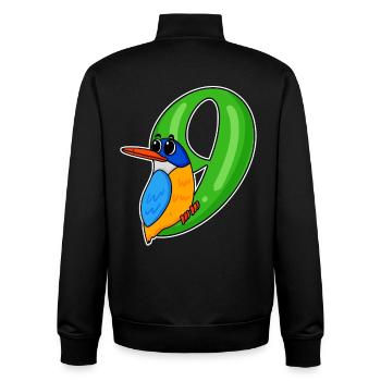 9th Birthday Motif Bird - 9 Years - Unisex Organic Zip Sweatshirt by Stanley/Stella - black - Back - AI Model Male 185 light (185cm)
