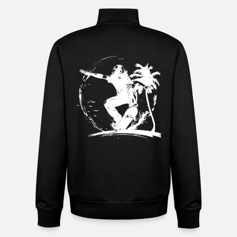 Dessin de skateboard - Sweat zippé unisexe en coton bio Stanley/Stella - noir
