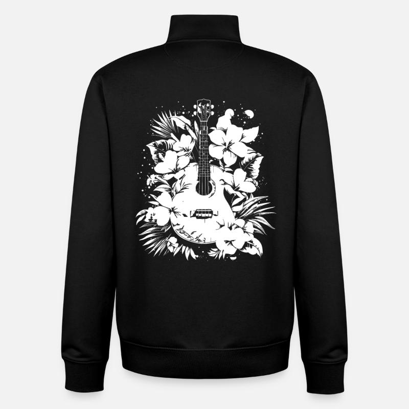 Bande dessinée Ukulélé - Sweat zippé unisexe en coton bio Stanley/Stella - noir