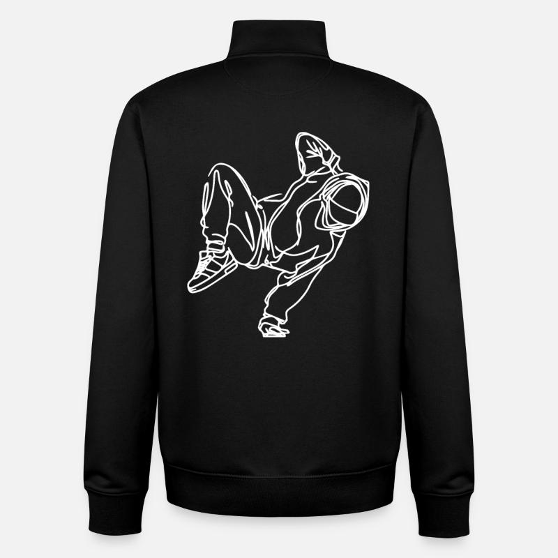 Dessin de breakdancer - Sweat zippé unisexe en coton bio Stanley/Stella - noir