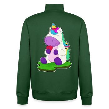 Jeu de cartes de poker Unicorn Poker - Sweat zippé unisexe en coton bio Stanley/Stella - vert bouteille - Dos - AI Model Male 185 dark (185cm)