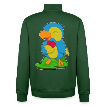 Jeu de cartes de poker Parrot Poker - Sweat zippé unisexe en coton bio Stanley/Stella - vert bouteille - Dos - AI Model Male 185 dark (185cm)