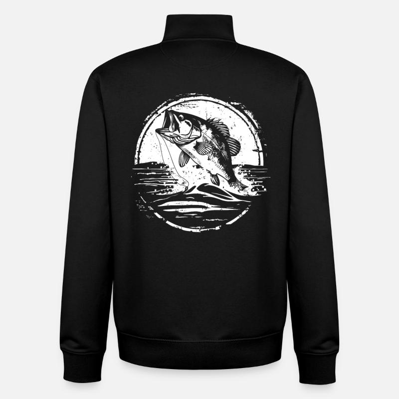 Dessin de poisson - Sweat zippé unisexe en coton bio Stanley/Stella - noir
