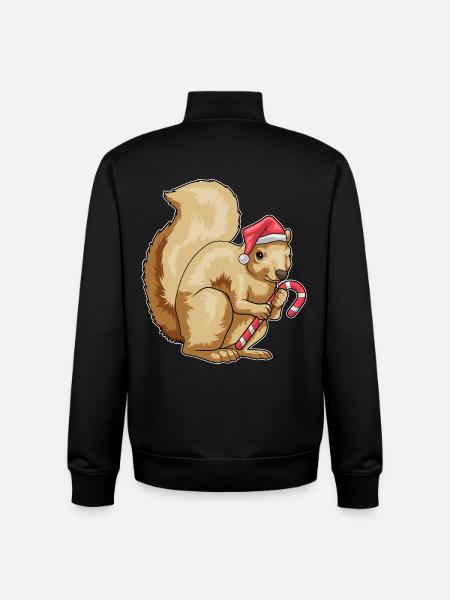 Squirrel Christmas candy cane - Unisex Organic Zip Sweatshirt by Stanley/Stella - black