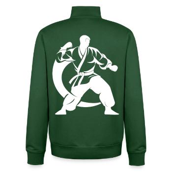 Dessin Karateka - Sweat zippé unisexe en coton bio Stanley/Stella - vert bouteille - Dos - AI Model Male 185 dark (185cm)